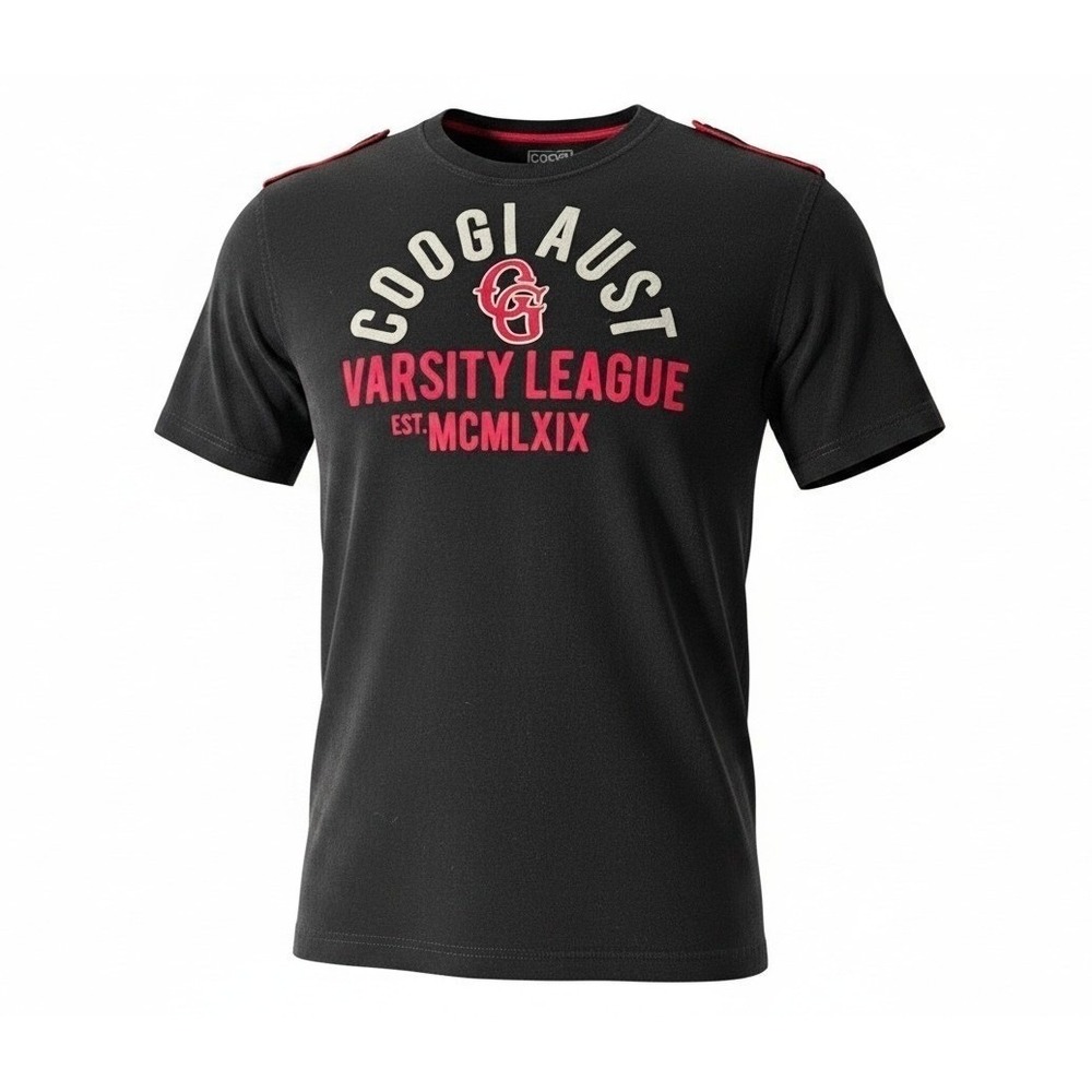 COOGI AUSTRALIA Varsity League EST MCMLXIX V‎ Neck Mens Black T Shirt 2XL logo